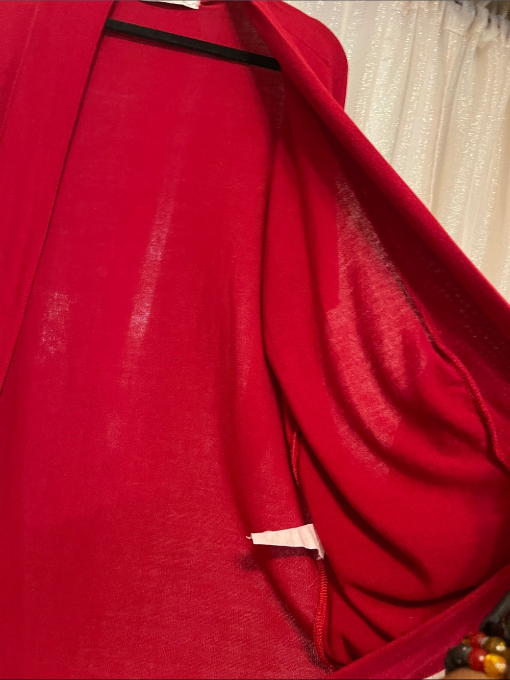 Women’s Open-Front Red Draped Cardigan - Picture 10 of 11